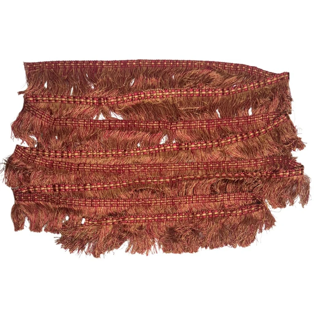Vintage 1980s Upholstery Fringe Trim Lot Luxury Burgundy Gold Passamenterie DIY